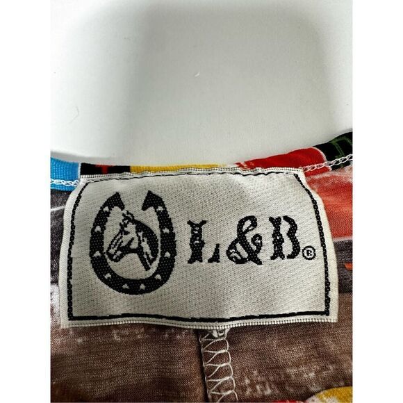 L&B Lucky & Blessed Rainbow Aztec Pattern Striped High Low Slinky Dress Sz S - Picture 6 of 13